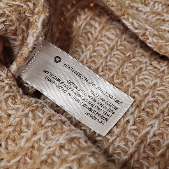 Andeaway Large Knit Tan Sweater Loose Turtleneck - Picture 6 of 7